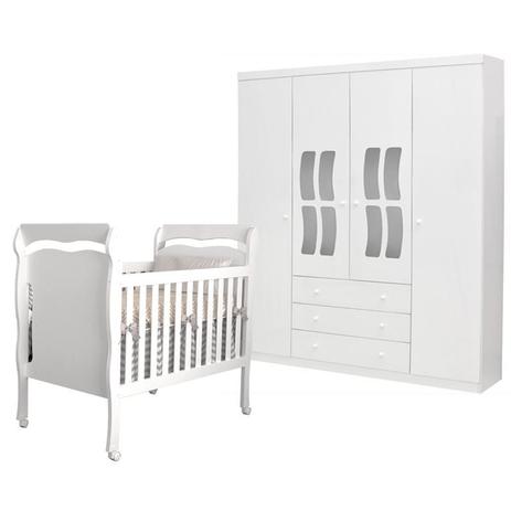 Quarto Infantil Roupeiro Leticia e Berço Nanda Branco Brilho - Phoenix Baby/Carolina Móveis Menor preço em Quarto Infantil Roupeiro Leticia e Berço Nanda Branco Brilho - Phoenix Baby/Carolina Móveis