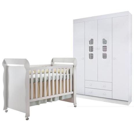 Quarto Infantil Roupeiro Livia e Berço Mirelle Branco Brilho - Phoenix Baby/Carolina Móveis Menor preço em Quarto Infantil Roupeiro Livia e Berço Mirelle Branco Brilho - Phoenix Baby/Carolina Móveis