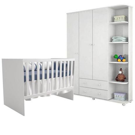 Quarto Infantil Roupeiro Lorena e Berço Multifuncional Flora Branco - Phoenix Baby/Carolina Móveis Menor preço em Quarto Infantil Roupeiro Lorena e Berço Multifuncional Flora Branco - Phoenix Baby/Carolina Móveis