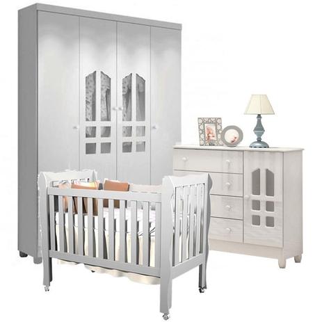 Quarto Infantil Selena 4 com Berço Mini Cama Lila Branco Brilho - Carolina Móveis - Carolina moveis Menor preço em Quarto Infantil Selena 4 com Berço Mini Cama Lila Branco Brilho - Carolina Móveis - Carolina moveis