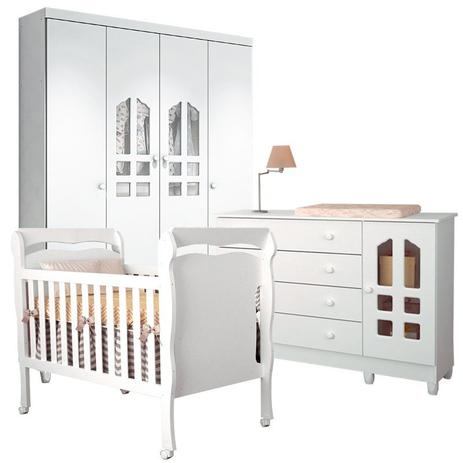 Quarto Infantil Selena 4 com Cômoda Gran e Berço Mini Cama Nanda Branco Brilho - Carolina Móveis - Carolina moveis Menor preço em Quarto Infantil Selena 4 com Cômoda Gran e Berço Mini Cama Nanda Branco Brilho - Carolina Móveis - Carolina moveis