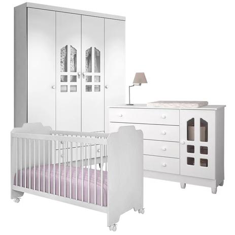 Quarto Infantil Selena 4 com Cômoda Gran e Berço Ternura Branco - Carolina Móveis/Peternella Móveis Menor preço em Quarto Infantil Selena 4 com Cômoda Gran e Berço Ternura Branco - Carolina Móveis/Peternella Móveis