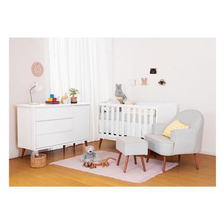 Quarto Infantil Theo Branco Com Poltrona Capri e Cômoda Com Porta - Reller Menor preço em Quarto Infantil Theo Branco Com Poltrona Capri e Cômoda Com Porta - Reller