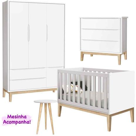 Quarto Infantil Theo Classic Com Guarda Roupa 3 Portas + Cômoda + Berço - Reller Menor preço em Quarto Infantil Theo Classic Com Guarda Roupa 3 Portas + Cômoda + Berço - Reller