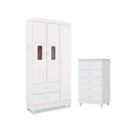 Quarto Infantil Vitória e Cômoda Vitória Branco - Peternella Menor preço em Quarto Infantil Vitória e Cômoda Vitória Branco - Peternella