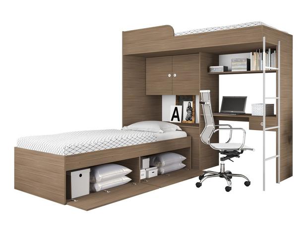 Quarto Juvenil com Cama Alta e Cama Tókio Montana - Art In Móveis - Art in moveis Menor preço em Quarto Juvenil com Cama Alta e Cama Tókio Montana - Art In Móveis - Art in moveis