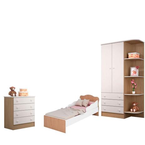 Quarto Juvenil Completo Doce Sonho com Mini Cama Carvalho - Qmovi Menor preço em Quarto Juvenil Completo Doce Sonho com Mini Cama Carvalho - Qmovi