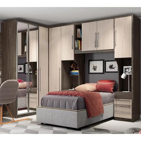 Quarto Modulado Completo Solteiro 06 Peças Diamante Moka Fendi Henn Menor preço em Quarto Modulado Completo Solteiro 06 Peças Diamante Moka Fendi Henn