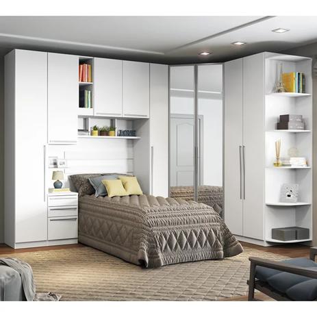 Quarto Modulado Completo Solteiro 100% MDF 07 Peças Exclusive Branco Henn Menor preço em Quarto Modulado Completo Solteiro 100% MDF 07 Peças Exclusive Branco Henn