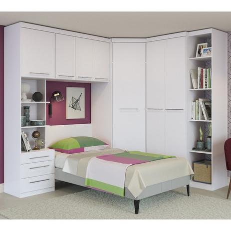 Quarto Solteiro 06 Peças Modulado Smart Branco CB386 Kappesberg Menor preço em Quarto Solteiro 06 Peças Modulado Smart Branco CB386 Kappesberg