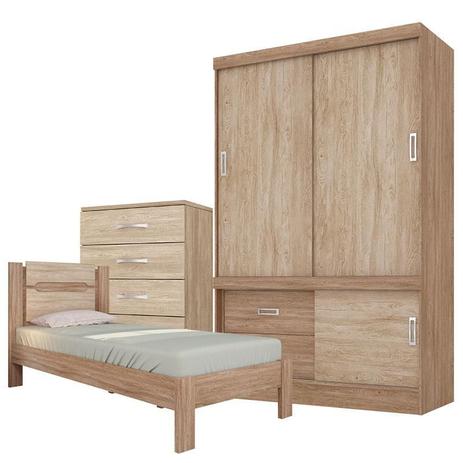 Quarto Solteiro Guarda Roupa Estilo 2 Cômoda Astral e Cama Riviera Nogal Vanilla Touch Demóbile - Demobile Menor preço em Quarto Solteiro Guarda Roupa Estilo 2 Cômoda Astral e Cama Riviera Nogal Vanilla Touch Demóbile - Demobile