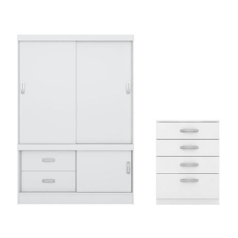 Quarto Solteiro Guarda Roupa Estilo II e Cômoda Astral Branco Demóbile - Demobile Menor preço em Quarto Solteiro Guarda Roupa Estilo II e Cômoda Astral Branco Demóbile - Demobile