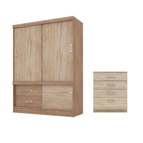 Quarto Solteiro Guarda Roupa Estilo II e Cômoda AstralNogal/Vanilla Touch Demóbile - Demobile Menor preço em Quarto Solteiro Guarda Roupa Estilo II e Cômoda AstralNogal/Vanilla Touch Demóbile - Demobile
