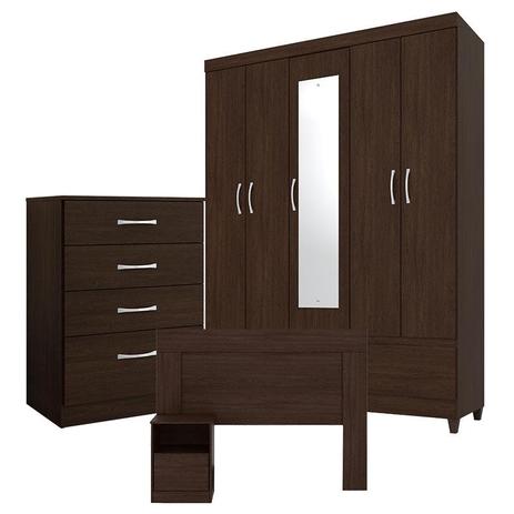 Quarto Solteiro Guarda Roupa Golden Cômoda Astral e Cabeceira London Ébano Touch Demóbile - Demobile Menor preço em Quarto Solteiro Guarda Roupa Golden Cômoda Astral e Cabeceira London Ébano Touch Demóbile - Demobile