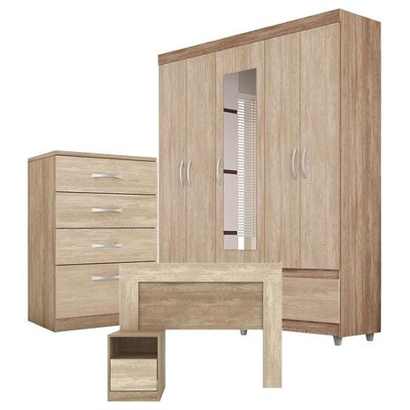 Quarto Solteiro Guarda Roupa Golden Cômoda Astral e Cabeceira London Nogal Vanilla Touch Demóbile - Demobile Menor preço em Quarto Solteiro Guarda Roupa Golden Cômoda Astral e Cabeceira London Nogal Vanilla Touch Demóbile - Demobile
