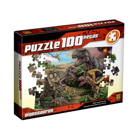 Quebra Cabeça 100 Peças Puzzle Dinossauros Grow Menor preço em Quebra Cabeça 100 Peças Puzzle Dinossauros Grow