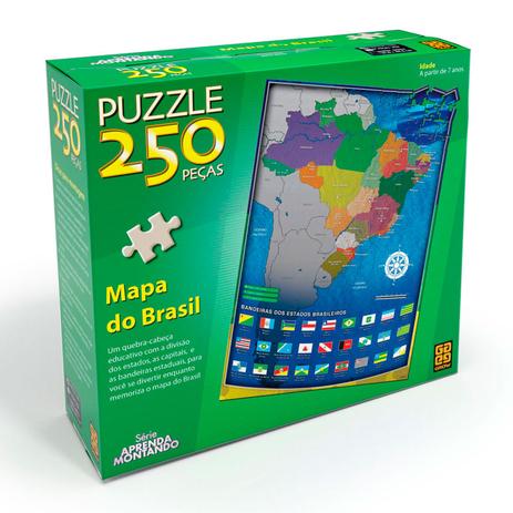 Quebra Cabeça 250 Peças Puzzle Mapa do Brasil Grow Menor preço em Quebra Cabeça 250 Peças Puzzle Mapa do Brasil Grow