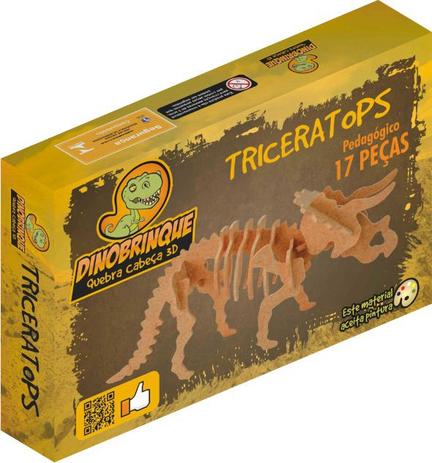 Quebra Cabeça 3D Dinossauro Triceratops 17 Peças em MDF - Dinobrinque Menor preço em Quebra Cabeça 3D Dinossauro Triceratops 17 Peças em MDF - Dinobrinque