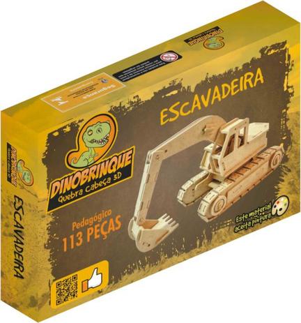 Quebra Cabeça 3D Escavadeira 113 Peças em MDF - Dinobrinque Menor preço em Quebra Cabeça 3D Escavadeira 113 Peças em MDF - Dinobrinque