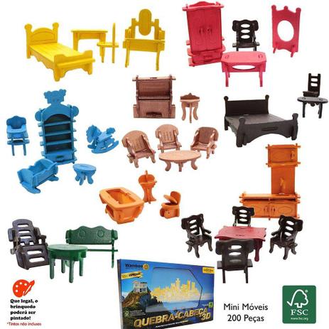 Quebra Cabeça 3d Wamboo - Linha Especiais - Mini Moveis - 200 Pçs - 39cm Menor preço em Quebra Cabeça 3d Wamboo - Linha Especiais - Mini Moveis - 200 Pçs - 39cm