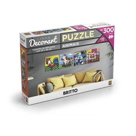Quebra Cabeça 4 Puzzle de 300 Peças Romero Britto Grow 03398 Menor preço em Quebra Cabeça 4 Puzzle de 300 Peças Romero Britto Grow 03398