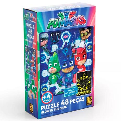 Quebra Cabeça 48 Peças Puzzle PJ Masks Glow in the Dark Grow Menor preço em Quebra Cabeça 48 Peças Puzzle PJ Masks Glow in the Dark Grow