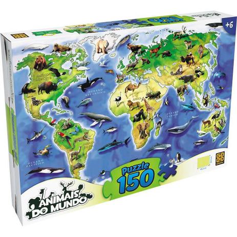 Quebra-Cabeça Animais do Mundo 150 Peças - Grow Menor preço em Quebra-Cabeça Animais do Mundo 150 Peças - Grow