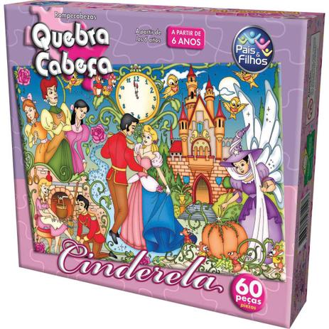 QUEBRA-CABECA Cartonado Cinderela 60PCS - Pais e filhos Menor preço em QUEBRA-CABECA Cartonado Cinderela 60PCS - Pais e filhos