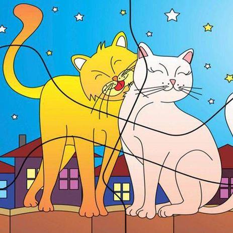 Quebra-Cabeça Casal Gatos 6 peças + 1 Base - Carlu Menor preço em Quebra-Cabeça Casal Gatos 6 peças + 1 Base - Carlu