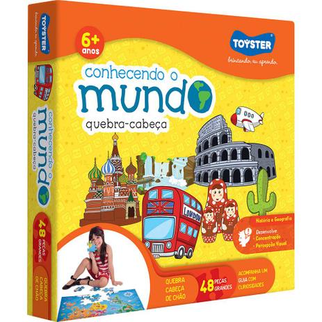 Quebra-Cabeça Grandão Conhecendo o Mundo 48 Peças - Toyster Menor preço em Quebra-Cabeça Grandão Conhecendo o Mundo 48 Peças - Toyster