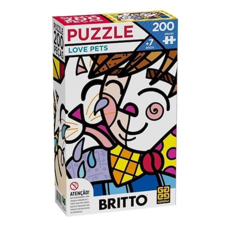 Quebra cabeca love pets 200 pecas romero britto grow Menor preço em Quebra cabeca love pets 200 pecas romero britto grow