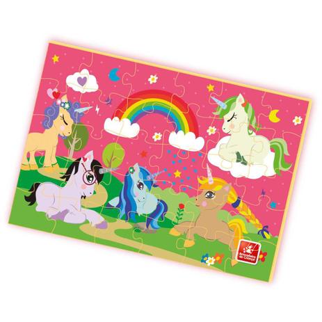 QUEBRA-CABECA Madeira Unicornios 30 Pecas - Brinc. de crianca Menor preço em QUEBRA-CABECA Madeira Unicornios 30 Pecas - Brinc. de crianca