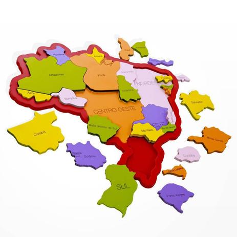 Quebra Cabeça Mapa Brasil Duplo - Regiões, Estados e Capitais - Newart Toys Menor preço em Quebra Cabeça Mapa Brasil Duplo - Regiões, Estados e Capitais - Newart Toys