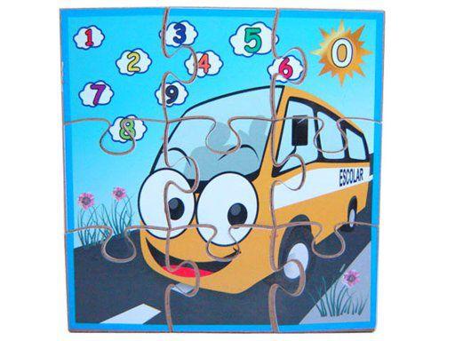 Quebra Cabeça Pedagógico Quadrado - Ônibus - 100 artesanal Menor preço em Quebra Cabeça Pedagógico Quadrado - Ônibus - 100 artesanal