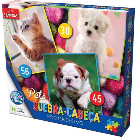 Quebra-Cabeça Pets Progressivo 30/45/56 Peças - Pais E Filhos Menor preço em Quebra-Cabeça Pets Progressivo 30/45/56 Peças - Pais E Filhos