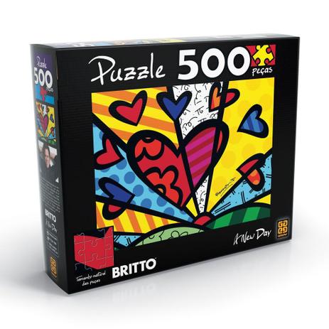 Quebra Cabeça Puzzle Romero Britto A New Day 500 Peças - Grow Menor preço em Quebra Cabeça Puzzle Romero Britto A New Day 500 Peças - Grow