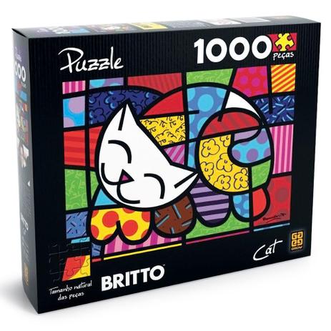 Quebra-Cabeça Romero Britto - Cat - 1000 Peças - Grow Menor preço em Quebra-Cabeça Romero Britto - Cat - 1000 Peças - Grow