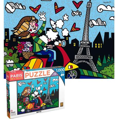 Quebra Cabeça Romero Britto Paris 1000 Peças Grow - 03746 Menor preço em Quebra Cabeça Romero Britto Paris 1000 Peças Grow - 03746