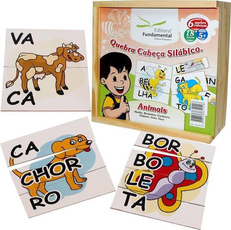 Quebra Cabeça Silabico Animais Com 18 Peças - Editora fundamental Menor preço em Quebra Cabeça Silabico Animais Com 18 Peças - Editora fundamental