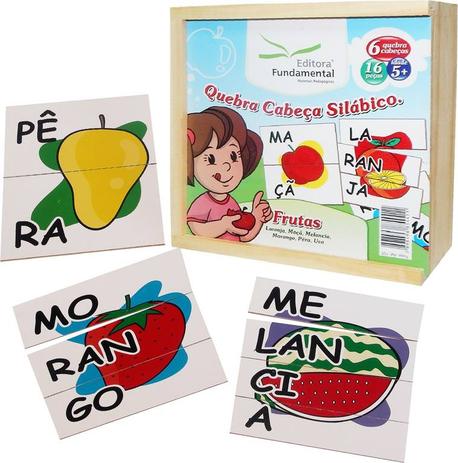Quebra Cabeça Silabico Frutas Com 16 Peças - Editora fundamental Menor preço em Quebra Cabeça Silabico Frutas Com 16 Peças - Editora fundamental