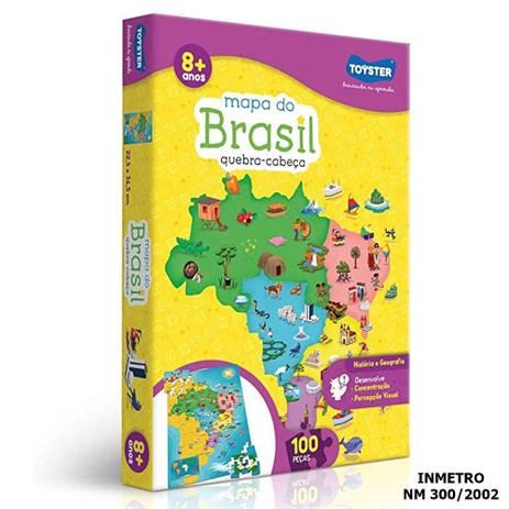 Quebra-Cabeças 100 Peças Mapa do Brasil Toyster Menor preço em Quebra-Cabeças 100 Peças Mapa do Brasil Toyster