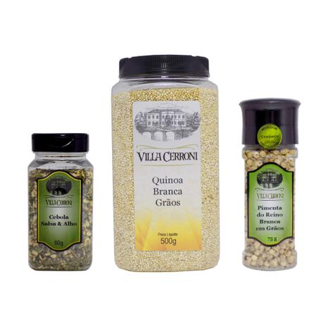 Quinoa Branca Grãos, Pimenta do Reino Branca, Cebola Salsa Alho - Villa cerroni Menor preço em Quinoa Branca Grãos, Pimenta do Reino Branca, Cebola Salsa Alho - Villa cerroni