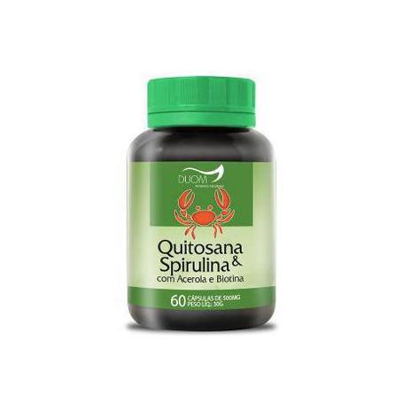 Quitosana e Spirulina c/ Acerola e Biotina 500mg. 60 caps. - Duom Menor preço em Quitosana e Spirulina c/ Acerola e Biotina 500mg. 60 caps. - Duom