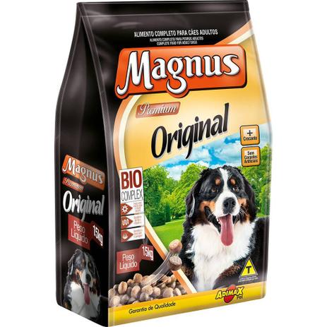 Ração Magnus Original para Cães Adultos Carne 15kg Menor preço em Ração Magnus Original para Cães Adultos Carne 15kg