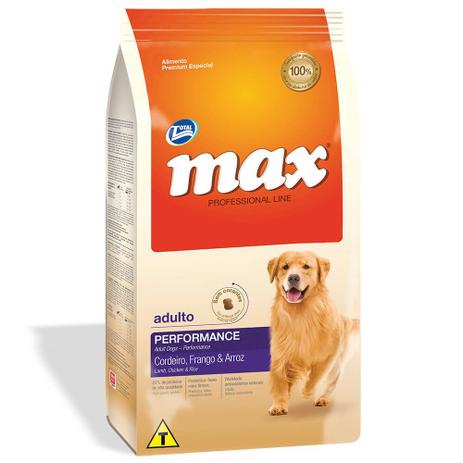 Ração Max Professional Line Perfomace Cães Adultos Cordeiro,Frango e Arroz 20 Kg - TOTAL Menor preço em Ração Max Professional Line Perfomace Cães Adultos Cordeiro,Frango e Arroz 20 Kg - TOTAL