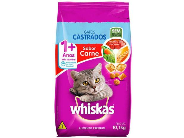 Ração para Gato Premium Whiskas Carne Adulto - 10,1kg Menor preço em Ração para Gato Premium Whiskas Carne Adulto - 10,1kg