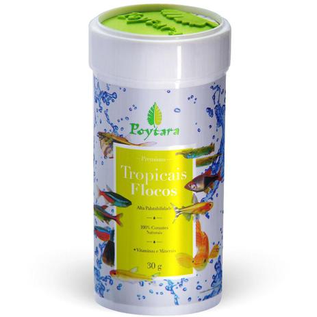 Ração Poytara Tropicais Flocos 30g Menor preço em Ração Poytara Tropicais Flocos 30g