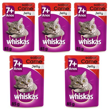 Ração Úmida Pedigree Whiskas Sachê Jelly Para Gatos Com 7 Anos Ou Mais Sabor Carne Kit Com 5 Unidades 85g Menor preço em Ração Úmida Pedigree Whiskas Sachê Jelly Para Gatos Com 7 Anos Ou Mais Sabor Carne Kit Com 5 Unidades 85g
