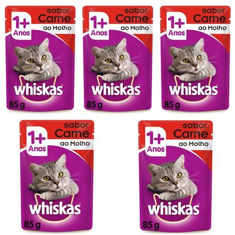 Ração Úmida Pedigree Whiskas Sachê Para Gatos Castrados Sabor Carne Kit Com 5 Unidades 85g Menor preço em Ração Úmida Pedigree Whiskas Sachê Para Gatos Castrados Sabor Carne Kit Com 5 Unidades 85g