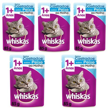 Ração Úmida Pedigree Whiskas Sachê Para Gatos Castrados Sabor Peixe Kit Com 5 Unidades 85g Menor preço em Ração Úmida Pedigree Whiskas Sachê Para Gatos Castrados Sabor Peixe Kit Com 5 Unidades 85g